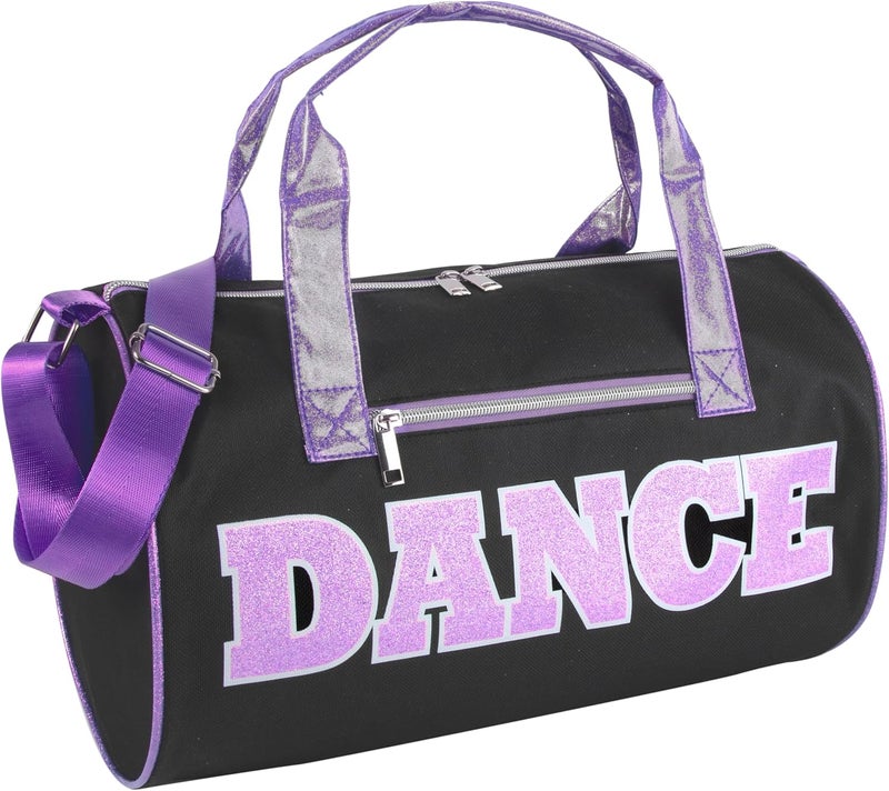 MADISON & DAKOTA Dance Duffle Bags for Dancers, Girls, Teens, and Student Athletes, Fun Dance Workout Duffel Bag for Girls and Boys (Black/Purple) - Image 1